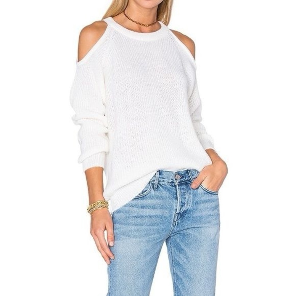 IRO Lineisy Pullover Alpaca Crewneck Sweater / Shoulder cut out / Ivory / Size S